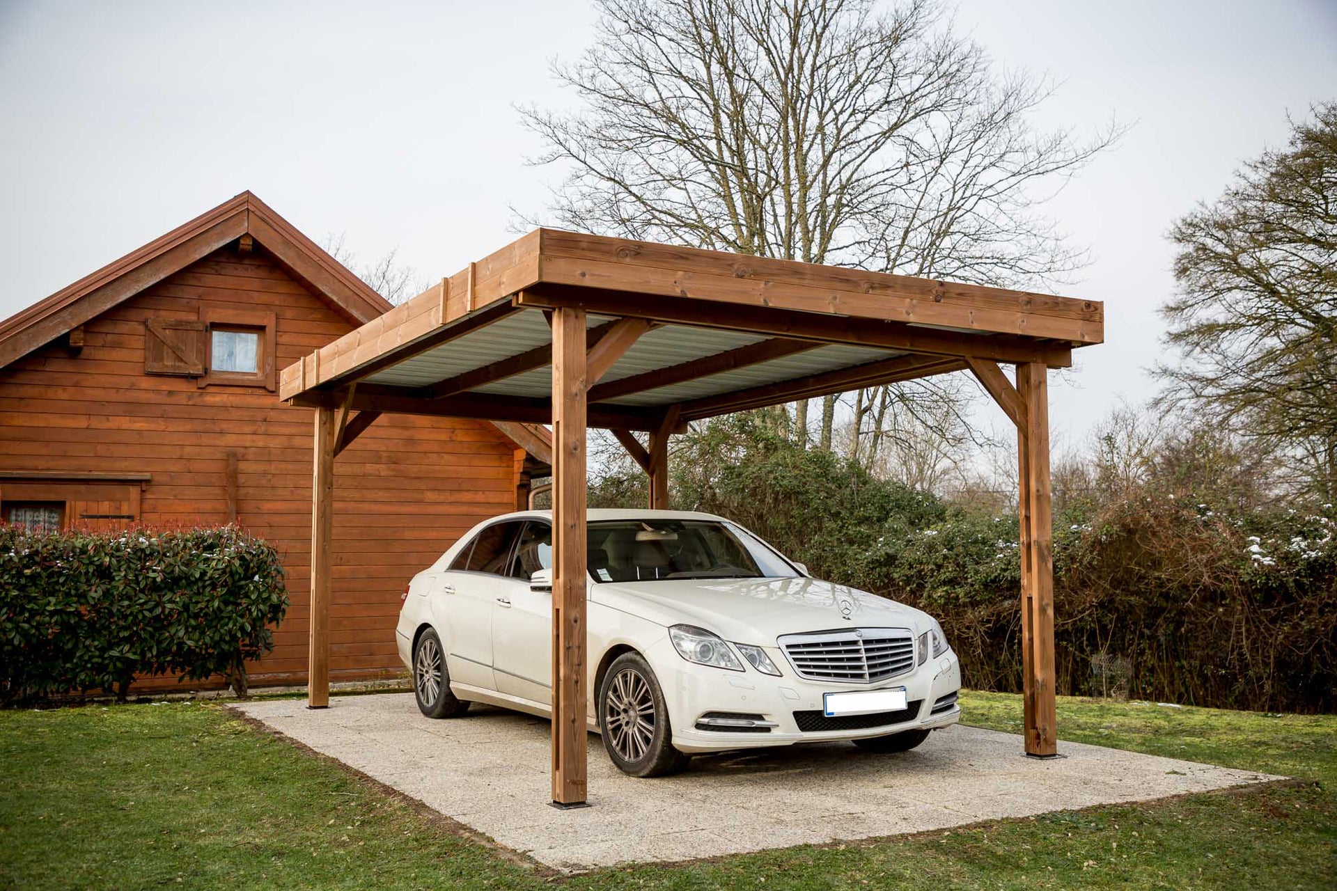 Carport bois THT HABRITA THN 3550 pour 1 voiture, 17.54 m², toit plat | Leroy Merlin
