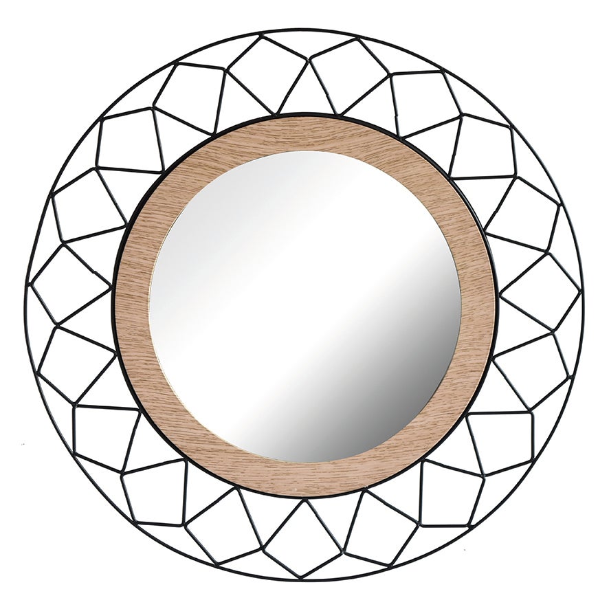 Miroir Rond Clayton Noir Diam 55 Cm, How To Hang A Round Mirror With Wire
